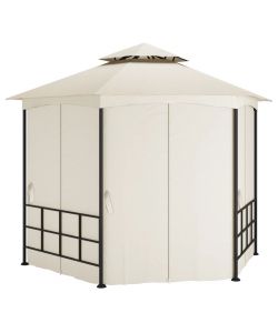 Gazebo con Pareti Laterali 3,1x2,7 m Crema