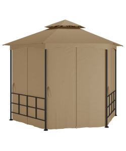 Gazebo con Pareti Laterali 3,1x2,7 m Tortora