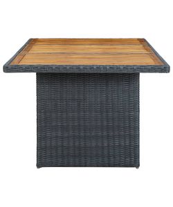 Tavolo da Giardino Grigio Scuro in Polyrattan e Massello Acacia