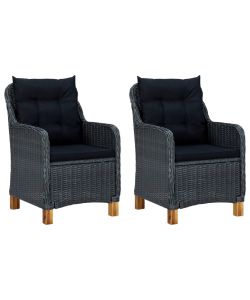 Sedie da Giardino con Cuscini 2 pz in Polyrattan Grigio Scuro 313316