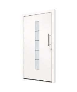 Porta d'Ingresso in Alluminio e PVC Bianco 100x200 cm 3056806