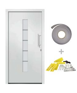 Porta d'Ingresso in Alluminio e PVC Bianco 110x210 cm 3056808