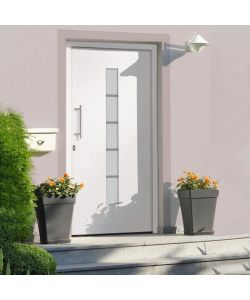 Porta d'Ingresso in Alluminio e PVC Bianco 100x200 cm 3056809