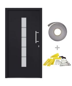 Porta d'Ingresso in Alluminio e PVC Antracite 100x210 cm 3056813