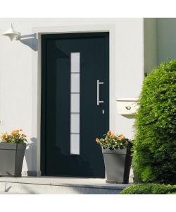 Porta d'Ingresso in Alluminio e PVC Antracite 110x210 cm 3056814