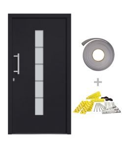 Porta d'Ingresso in Alluminio e PVC Antracite 100x200 cm 3056815