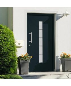 Porta d'Ingresso in Alluminio e PVC Antracite 110x210 cm 3056817