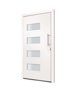 Porta d'Ingresso in Alluminio e PVC Bianco 100x200 cm 3056818