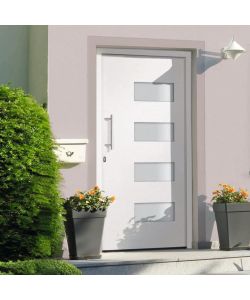 Porta d'Ingresso in Alluminio e PVC Bianco 100x200 cm 3056821
