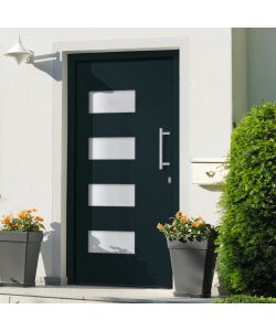 Porta d'Ingresso in Alluminio e PVC Antracite 100x210 cm 3056825