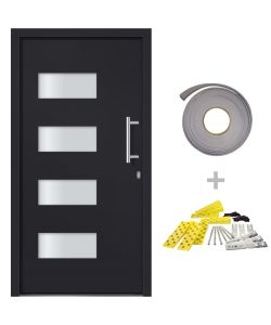 Porta d'Ingresso in Alluminio e PVC Antracite 110x210 cm 3056826
