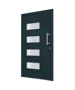 Porta d'Ingresso in Alluminio e PVC Antracite 110x210 cm 3056826