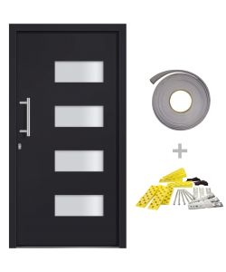 Porta d'Ingresso in Alluminio e PVC Antracite 100x210 cm 3056828