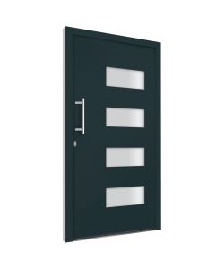 Porta d'Ingresso in Alluminio e PVC Antracite 100x210 cm 3056828