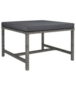 Poggiapiedi Modulare con Cuscino in Polyrattan Grigio