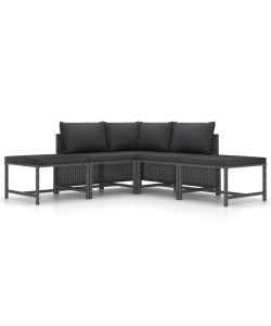 Set Divani da Giardino 5 pz con Cuscini in Polyrattan Grigio 313503