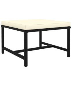 Poggiapiedi Modulare con Cuscino in Polyrattan Nero