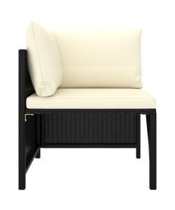 Divano da Giardino a 4 Posti con Cuscini Nero in Polyrattan