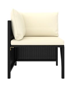 Set Divani da Giardino 4 pz con Cuscini in Polyrattan Nero 313518