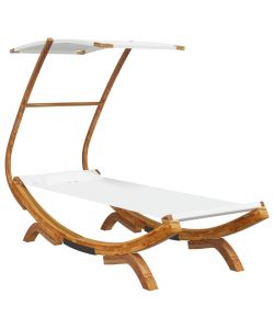 Lettino con Tettuccio 100x190x134 cm in Legno Curvato Crema