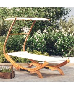 Lettino con Tettuccio 100x190x134 cm in Legno Curvato Crema