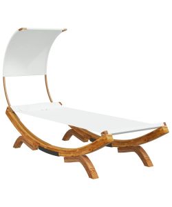 Lettino con Tettuccio 100x200x126 cm in Legno Curvato Crema