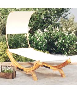 Lettino con Tettuccio 100x200x126 cm in Legno Curvato Crema