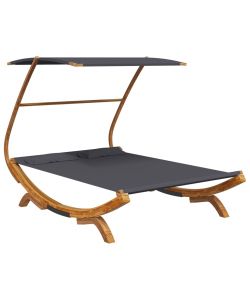 Lettino con Tettuccio 165x203x138 cm in Legno Curvato Antracite