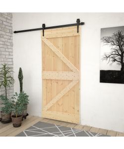 Porta Scorrevole con Set Hardware 90x210 cm in Legno di Pino
