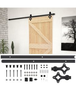 Porta Scorrevole con Set Hardware 90x210 cm in Legno di Pino