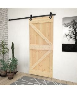 Porta Scorrevole con Set Hardware 90x210 cm in Legno di Pino