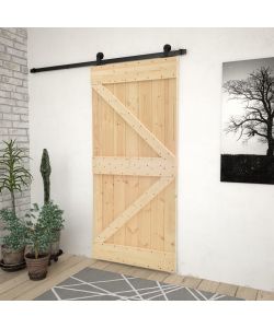 Porta Scorrevole con Set Hardware 90x210 cm in Legno di Pino 3057497