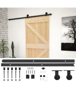 Porta Scorrevole con Set Hardware 90x210 cm in Legno di Pino 3057497