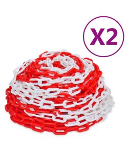 Catene di Sicurezza Traffico 2 pz Rosso e Bianco Plastica 30 m