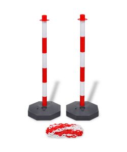 Set Stradale con 4 Pali e 2 Catene in Plastica 10 m Ciascuna