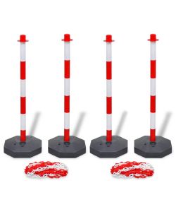 Set Stradale con 4 Pali e 2 Catene in Plastica 10 m Ciascuna