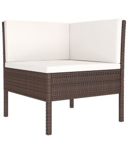 Set Divani da Giardino 9 pz con Cuscini in Polyrattan Marrone