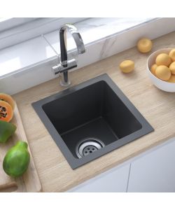 Lavello da Cucina 1 vasca Nero in Acciaio Inox 30x30x20 cm