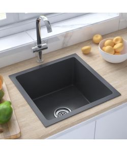 Lavello da Cucina 1 vasca Nero in Acciaio Inox 40x40x20 cm