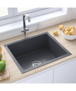 Lavello da Cucina 1 vasca Nero in Acciaio Inox 51x44x20 cm