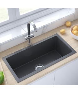 Lavello da Cucina 1 vasca Nero Acciaio Inox 60x30x20 cm