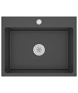 Lavello da Cucina 1 vasca Nero Acciaio Inox 55x44x20 cm