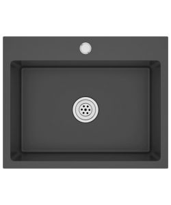 Lavello da Cucina 1 vasca Nero Acciaio Inox con foro 59x44x20 cm