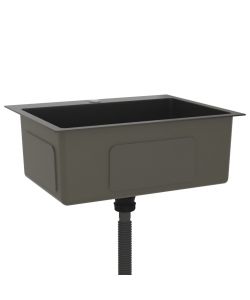 Lavello da Cucina 1 vasca Nero Acciaio Inox con foro 59x44x20 cm