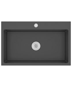Lavello da Cucina 1 vasca Nero Acciaio Inox con foro 70x44x20 cm
