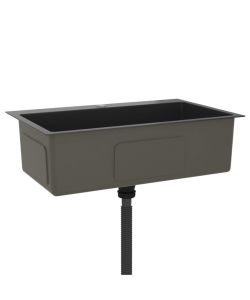 Lavello da Cucina 1 vasca Nero Acciaio Inox con foro 70x44x20 cm