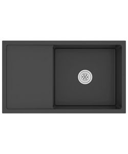 Lavello da Cucina 1 vasca + gocciolatoio a sinistra Nero Acciaio Inox
