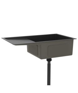 Lavello da Cucina 1 vasca + gocciolatoio a sinistra Nero Acciaio Inox