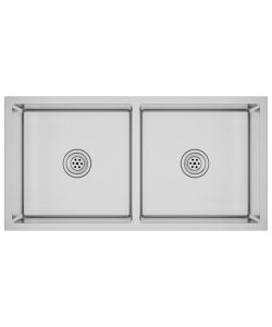 Lavello da Cucina 2 vasche in Acciaio Inox 86.5x44x20 cm