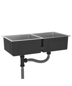 Lavello da Cucina 2 vasche in Acciaio Inox 86.5x44x20 cm